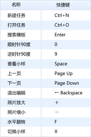 开贝影擎功能快捷键列表